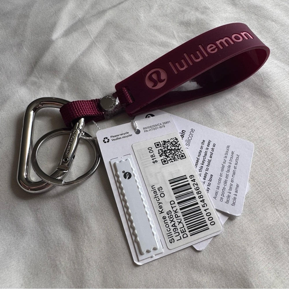 Lululemon Burgundy Silicone Keychain - Picture 2 of 3